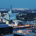 Night time overhead view of Winnipeg