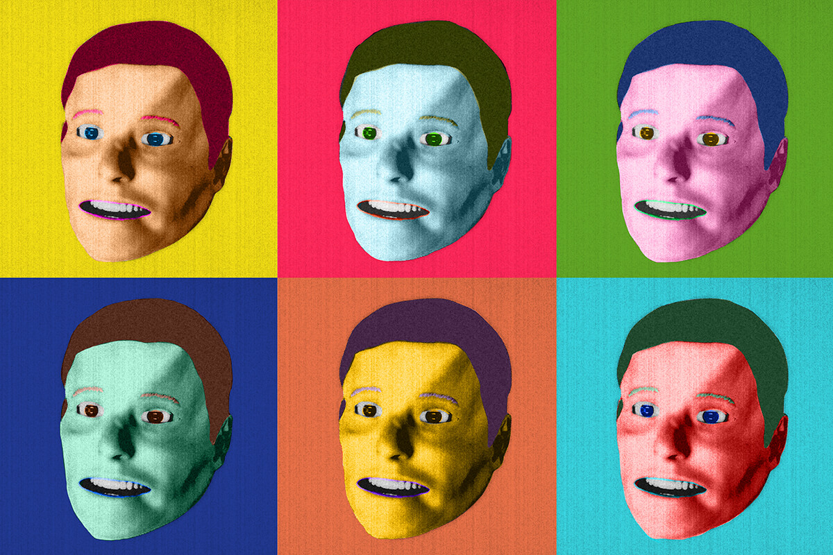 A grid illustration of hospital manikin faces.