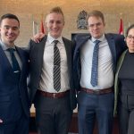 Manitoba’s Bowman Tax Team 2023 oralists (left to right): Matthew London (2L), Justin Papoff (2L), Brandon Gray (3L), and Sawarn Benning (2L).