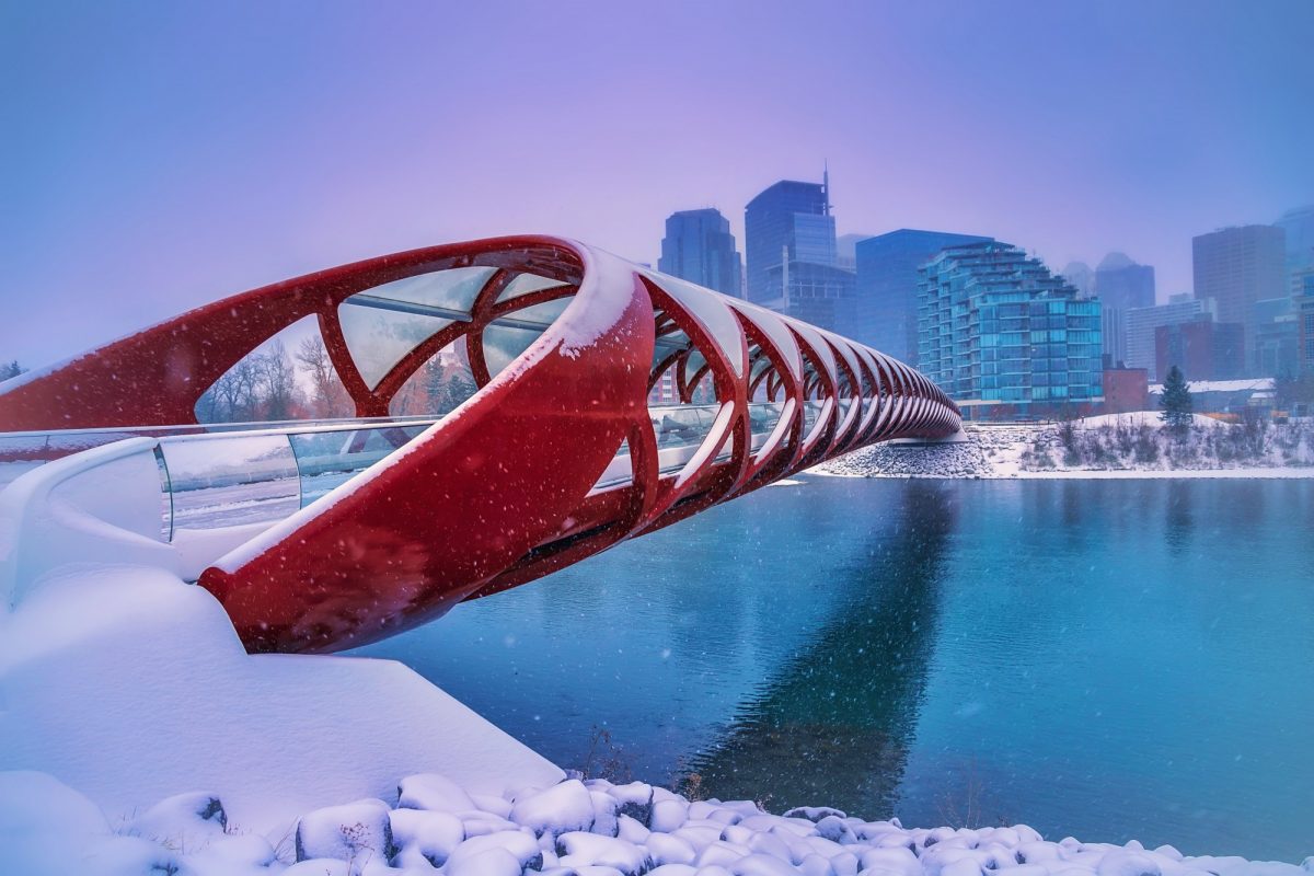 Peace Bridge in Calgary, winter.