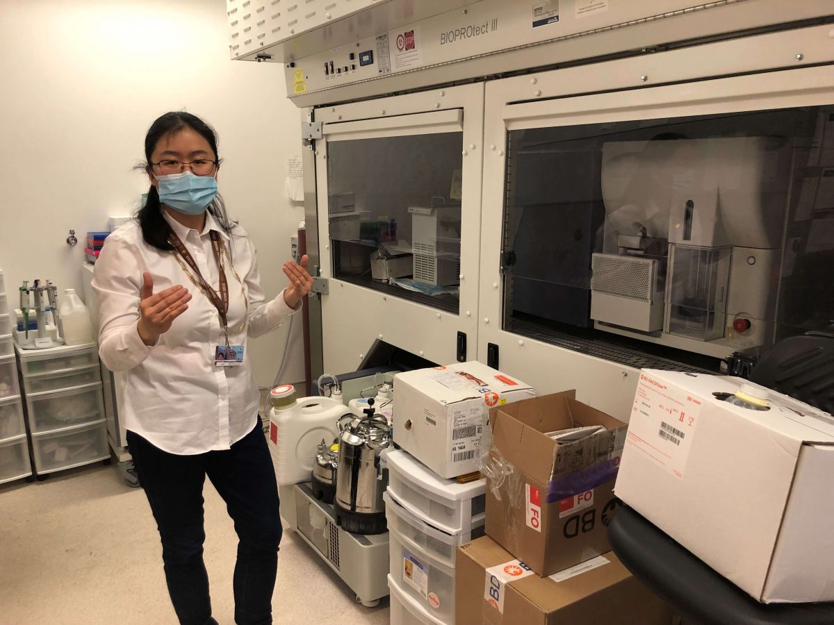 Christine Zhang, the flow cytometry core facility manager.
