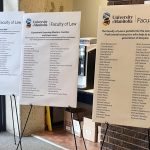 poster boards on easels listing Jurists and Practicing Professionals