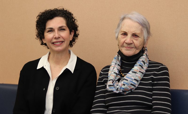 Dr. Anastasia Kelekis-Cholakis and Catherine Hyska sit next to each other. 
