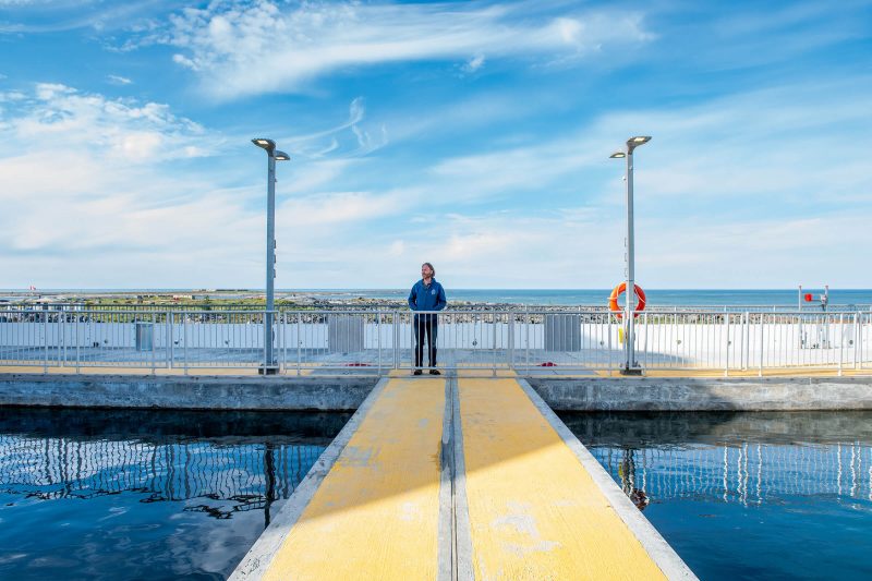 Researcher Eric Collins stands on the deck of the Churchill Marine Observatory