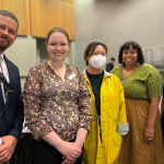 Photo of law students attending the Mayor's Artists Luncheon with left to rightDaniel Jordan, Lisa Haydey (2L), Natalie Mark, Anna Binta Diallo, Kassandra Taverner (2L)