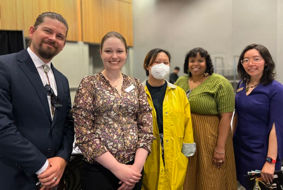 Photo of law students attending the Mayor's Artists Luncheon with left to rightDaniel Jordan, Lisa Haydey (2L), Natalie Mark, Anna Binta Diallo, Kassandra Taverner (2L)