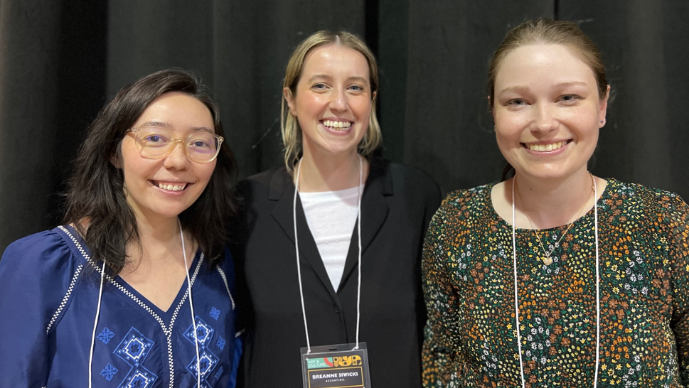 Left to right: Kassandra Taverner (2L), Breanne Siwicki, Director of Finance and Administration at aceartinc, and Lisa Haydey (2L).