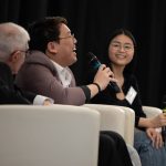 From left to right, Isbister Scholarship recipients John Vail (’56), Calvin Loi (’20) and Kezia Wong (who is a current student) sat on a panel at the 2023 Isbister Legacy Society luncheon on May 11.