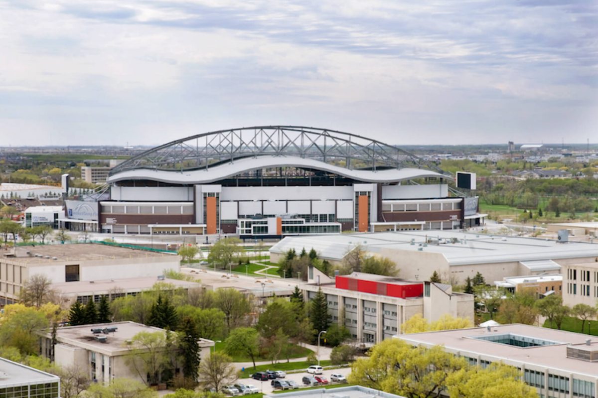 Aerial view of UM Fort Garry campus with IG Field in background.