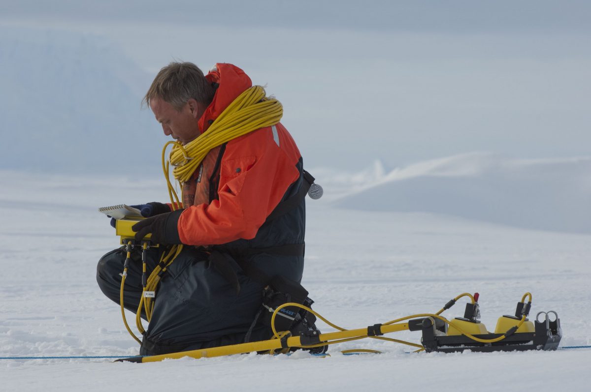 Dr. Klaus Hochheim researching polar sea ice.