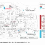 A parking and road closures map of the University of Manitoba Fort Garry campus