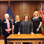 Honourable Anita R. Neville, Lieutenant Governor of Manitoba with Helen Mann award recipients