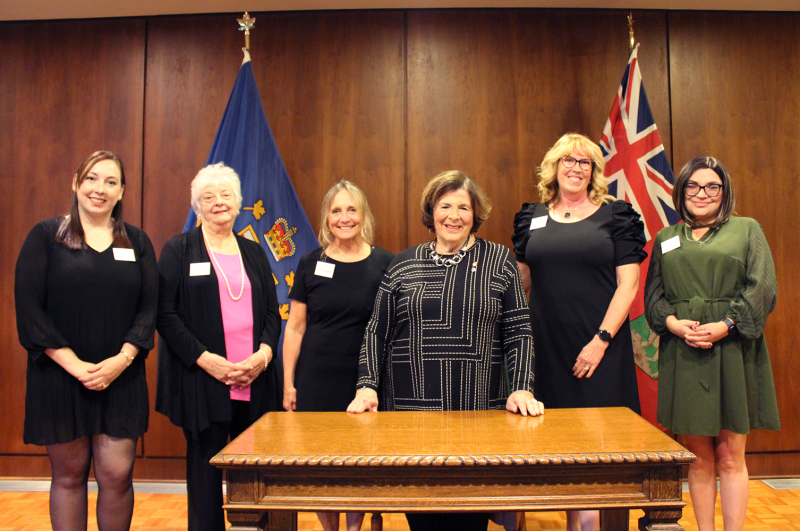 Honourable Anita R. Neville, Lieutenant Governor of Manitoba with Helen Mann award recipients