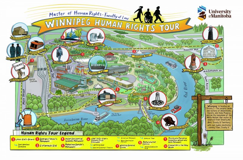 A map of Human Rights-related landmarks was created especially for the Master of Human Rights program’s tour.