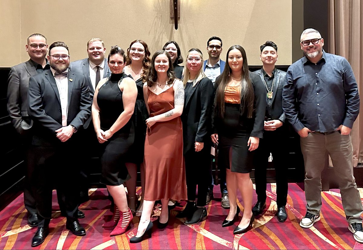 Left to Right: Marc Kruse, Director of Legal Learning and Services, Yvan Laroque, Clinical Instructor, Dominique Gibson (3L), Melinda Moch (3L), Sarah Shuttleworth (1L), Nadine Plourde (2L), Carlie Kane (3L), Mary-Charlet Lathlin (2L), Assistant Professor Daniel Diamond, Shelby Sinclair (3L), Zackery Anderson (2L), Assistant Professor Leo Baskatawang.