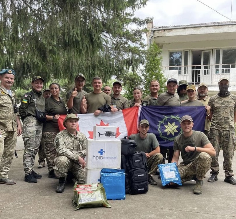 Gordon Giesbrecht gathered with a group in Ukraine