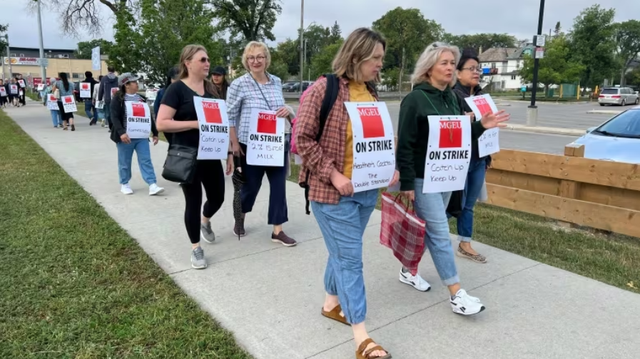 People walking the picket line