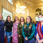 MIKAELA MACKENZIE / WINNIPEG FREE PRESS Co-editors of Pawaatamihk, from left: Cathy Mattes, Lindsay DuPré, Lucy Fowler, Jennifer Markides, Chantal Fiola, and Laura Forsythe. The Métis scholars celebrated the release of its inaugural edition last week.