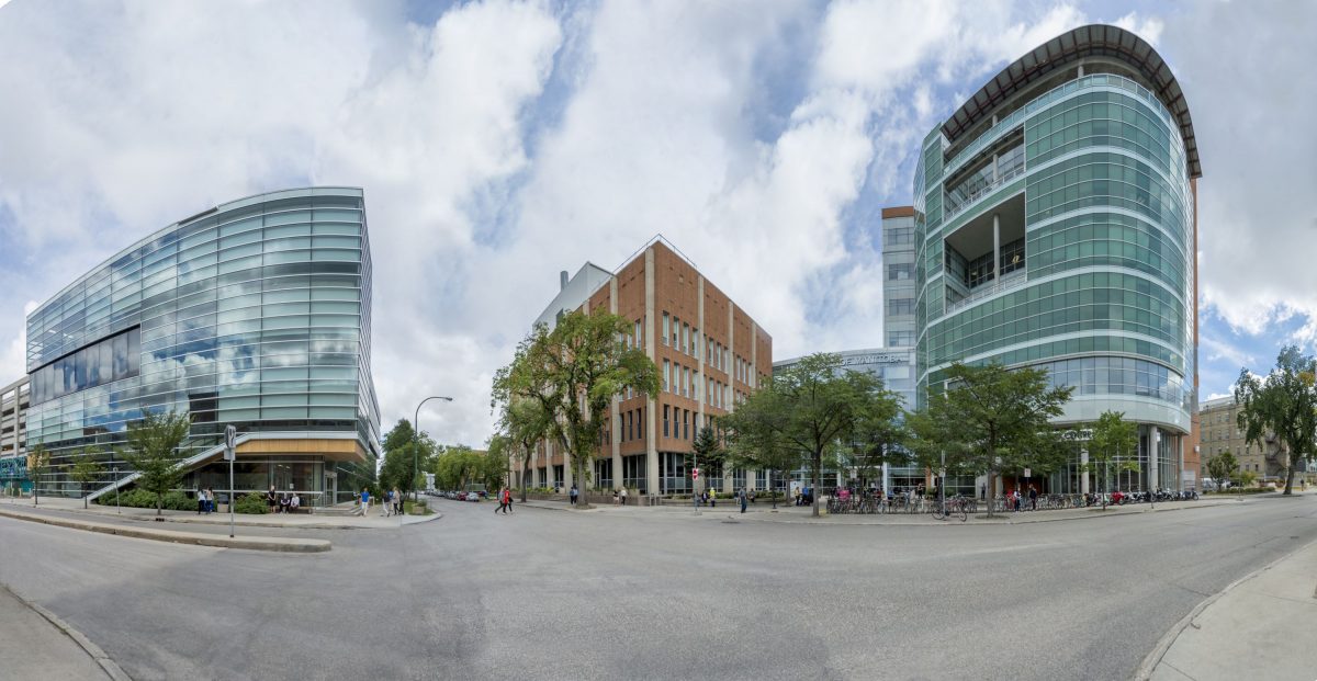 Panoramic view of Bannatyne Campus from street level.