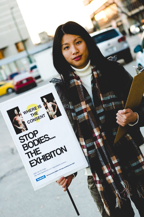 Judith Cheung, as a UM student in 2010, protested <em>Bodies...The Exhibition</em>, which featured cadavers from China. She was concerned about a lack of consent from family members to use the bodies in that way // photo by Cindy Titus for <em>the Uniter</em>