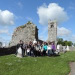 Students visiting the Hill of Slane in Ireland in 2015.