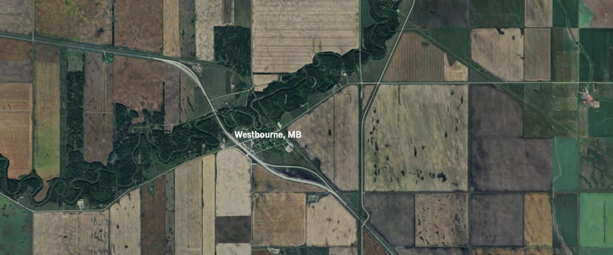 google earth image of westbourne, manitoba area