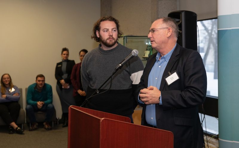 Faculty of Law alum Morton H. Nemy's grandson David (left) and son Wayne (right) share the legacy of the well-respected Winnipeg lawyer in whose name the family established an Entrance Scholarship.
