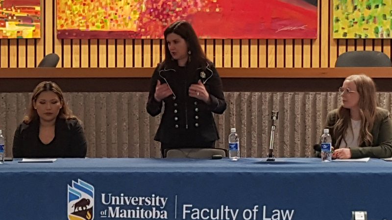 Preferring to stand while answering questions, Justice O'Bonsawin inspired law students with stories of her life experiences as a law student, mother, lawyer and judge.