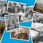 A collage of vintage UM images in both black and white and colour.