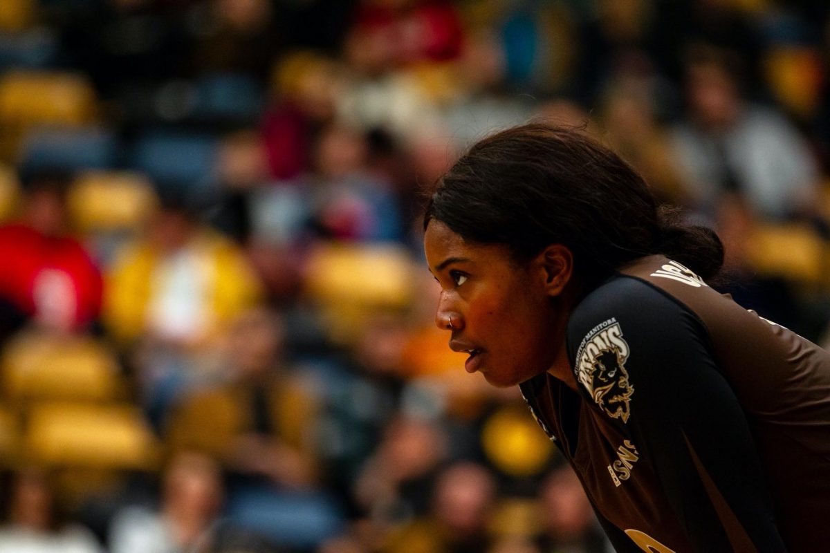 Bisons volleyball captain Light Uchechukwu on the court. Photo by Zachary Peters