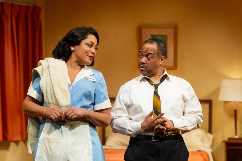 Cherissa Richards and Ray Strachan in The Mountaintop. Photo by Dylan Hewlett.