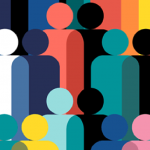colourful graphic of silhouette people