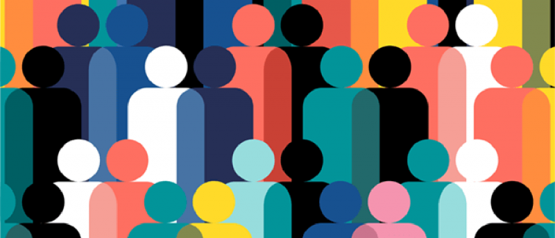 colourful graphic of silhouette people