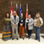 Left to right: Janell Jackson (2L); Marc Kruse, Director of Indigenous Legal Learning and Services; Victoria Perrie, practicing lawyer at Perrie Law and lead of the Inuit Justice Clinic project, Natasha Ellis (3L), Research Articling Student, Cody-Wyoming Lockhart (3L).