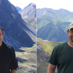 UM Researchers Comacho and Fayek stand at the top of a mountain during feild work.