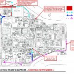 Map showing construction area and traffic update on Fort Garry Campus.