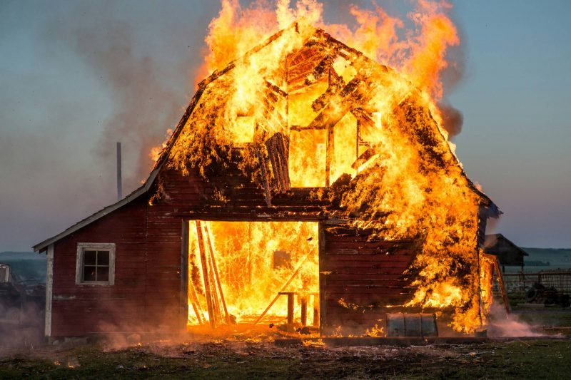 Photo of a burning barn. Photo credit: Joey Senft on Unsplash.