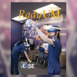 Cover of RadyUM magazine shows nursing students in a virtual reality lab.