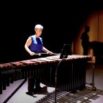 Music faculty member Victoria Sparks plays the marimba in the new Desautels Concert Hall.