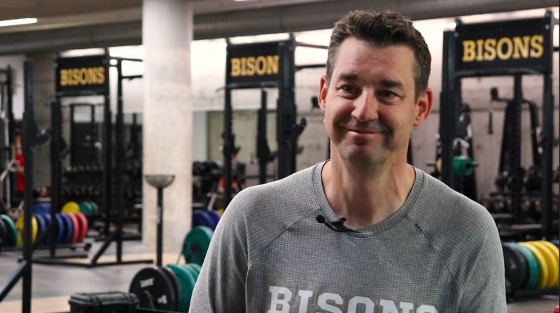 Kirby Schepp in the Bisons weight room