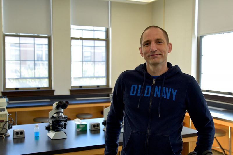 Carl Szczerski in a chemistry lab.