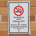 No smoking within 8 meters of entries, air intakes & operable windows