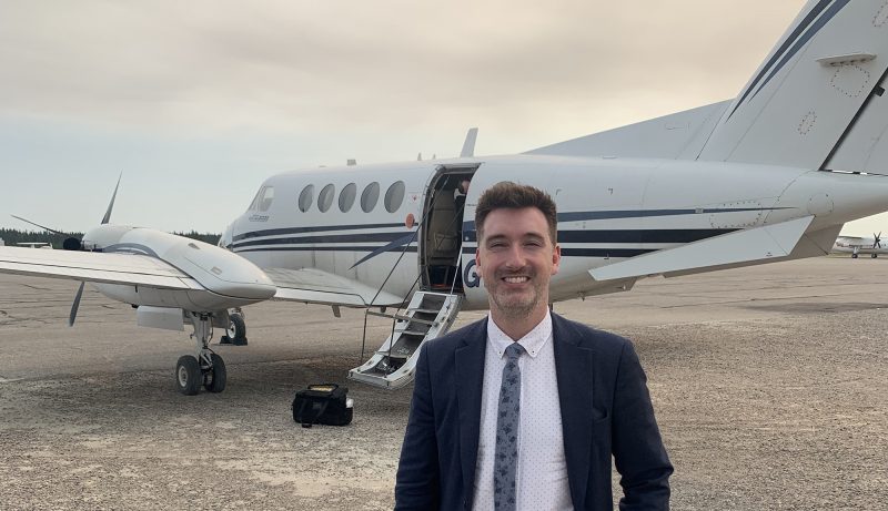 Brandon Leverick, 3L, commuting to work during his summer job: an externship with the Legal Aid Manitoba Thompson office.