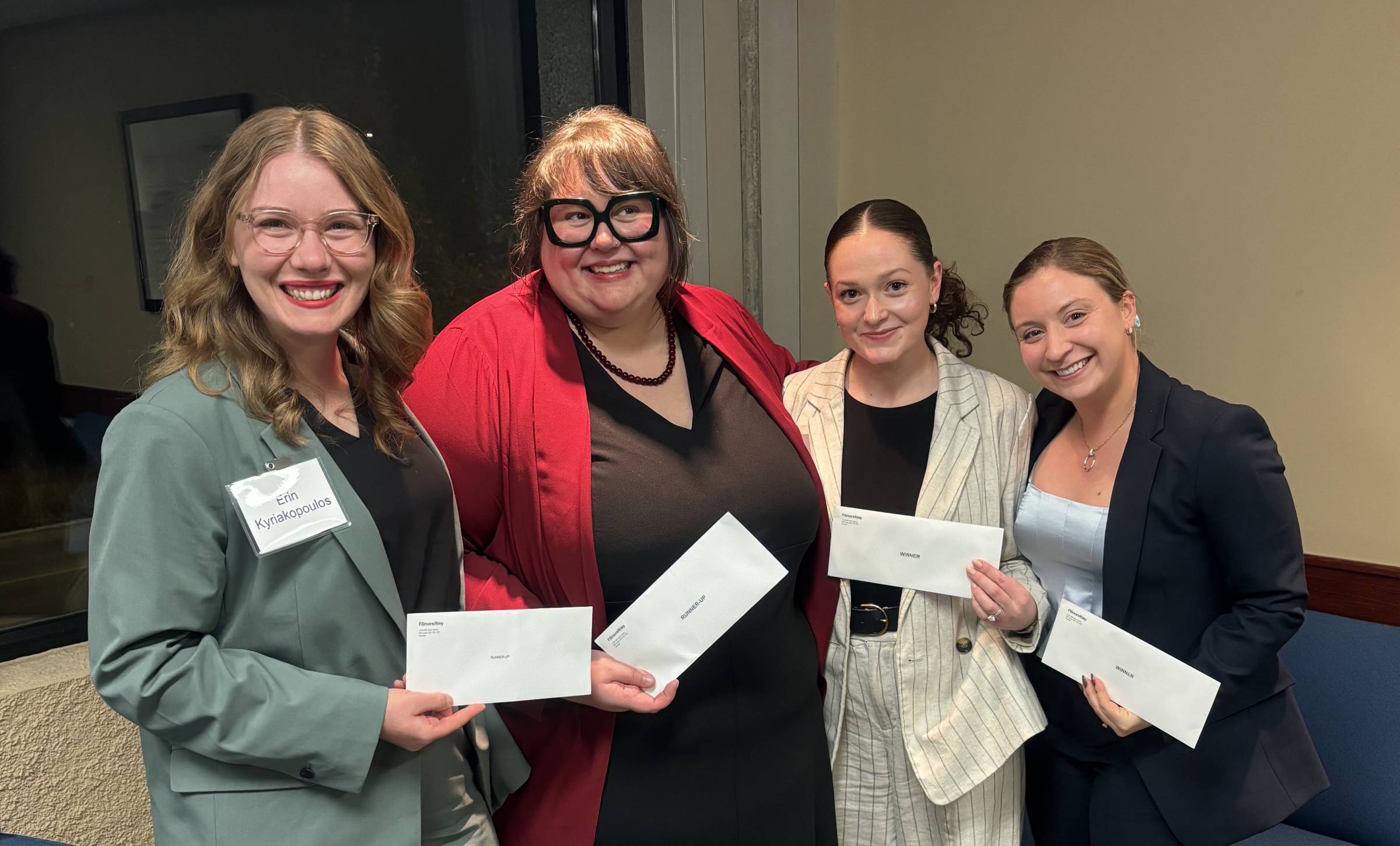 Left to right: Runners-up Erin Kyriakopoulos and Heather Peterson, with first-place team of Larissa Einarson, and Kirsten Nynych (photo credit: Ravi Balchan).