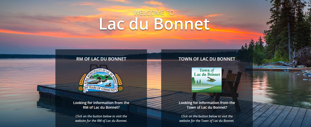 Welcome to Lac du Bonnet front page of town website.