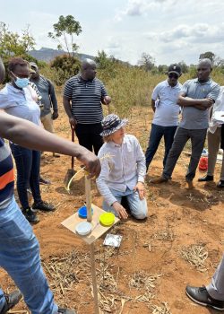 Andrew Enns teaches insect traps in Kenya.