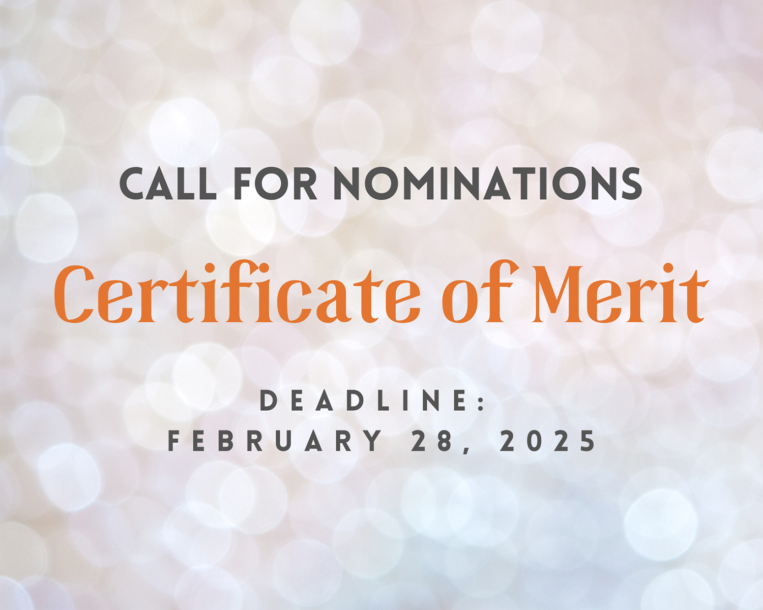 Certificate of Merit 2025 nominations promo