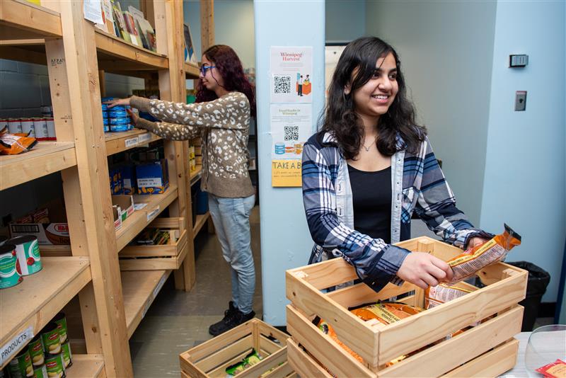 Students working at UM's Student Food Bank.