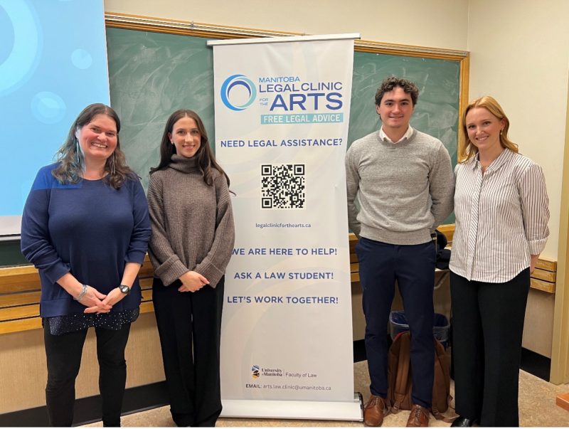 Left to Right: U of W Professor Hope McIintyre, Emily Palmer (3L) [BA)/2019], Carter Ross (3L) [BComm(Hons)/2022], and Skylar Ferbers (3L), [BComm(Hons)/2022].