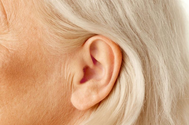 Closeup of a person's ear.